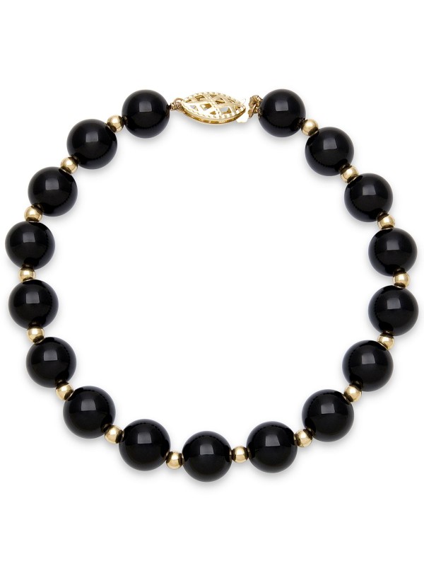 Onyx Bead Bracelet (8mm) in 10k Gold