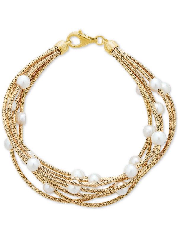 Cultured (5-1/2mm) Multi-Row Bracelet in 14k Gold-Plated