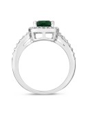 Simulated Birthstone Cushion Cubic Solitaire Ring in Plate