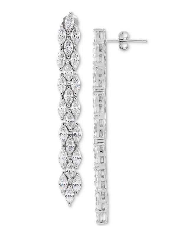 Cubic Linear Drop Earrings in