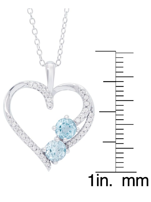 Blue (1-1/8 ct. ) & Cubic Open Heart 18