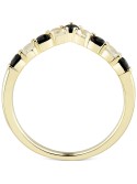 Onyx and White (1/3 ct. ) Chevron Ring in 14k Gold