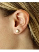 Flat Round Stud Earrings Set in 14k Yellow Gold (8mm)