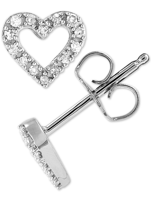 Heart Stud Earrings in (1/10 ct. )