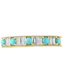 (1/4 ct. ) & Turquoise (2-1/2mm) Band Ring In 14k Gold