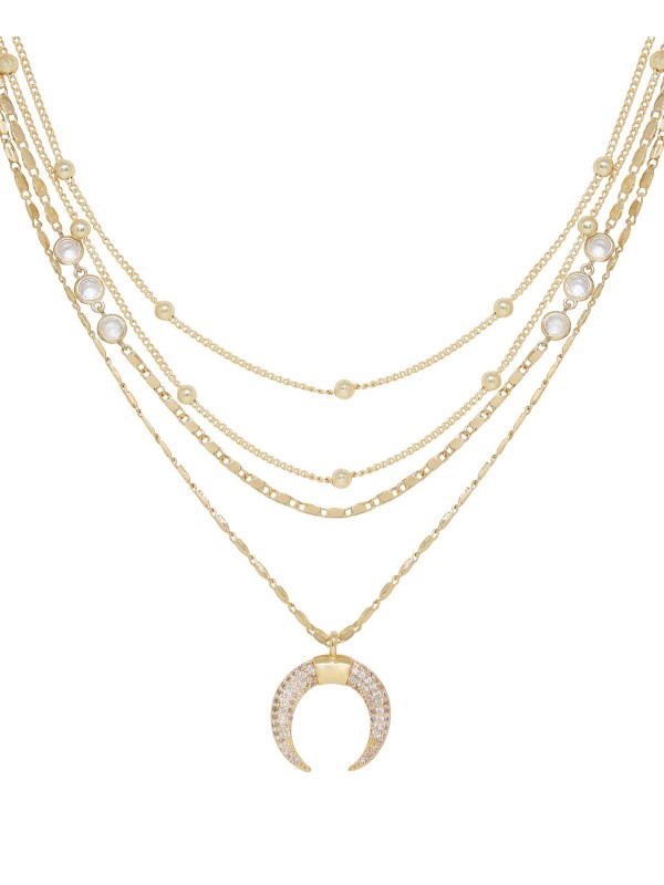 Layered Chain Crescent Horn Women's Necklace