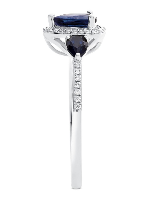 Sapphire (7/8 ct. .) & (1/10 ct. ) Ring in 10k White Gold 