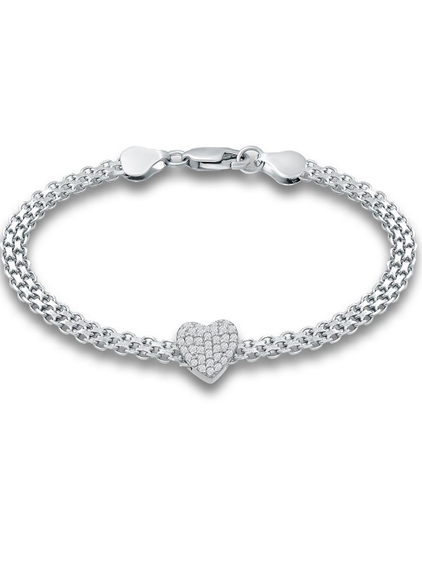 Cubic Heart Chain Bracelet