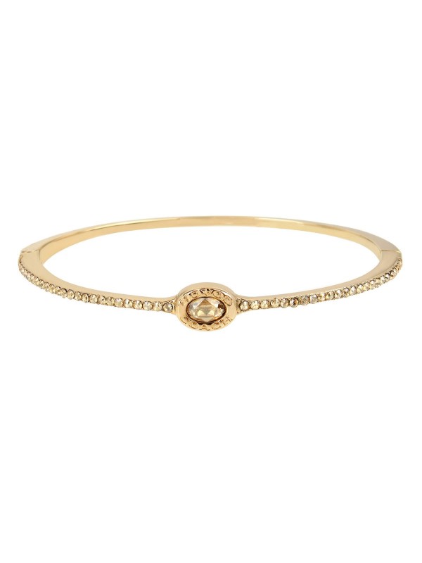 Signature Logo Pave Hinged Bangle Bracelet