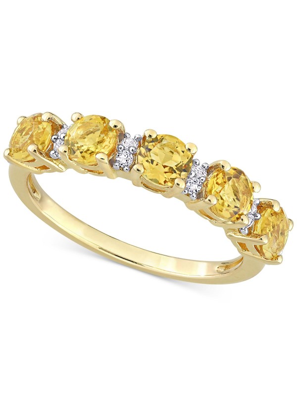 Citrine (1-2/5 ct. ) & White (1/8 ct. ) Ring in Gold-Plated