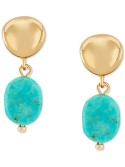 Turquoise & Nugget Sculptural Drop Earrings in 14k Gold