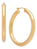 Polished Hoop Earrings in 14k Gold, 1 1/2 inch