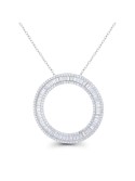 Cubic Baguette and Round Open Circle Necklace 