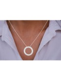 Cubic Baguette and Round Open Circle Necklace 