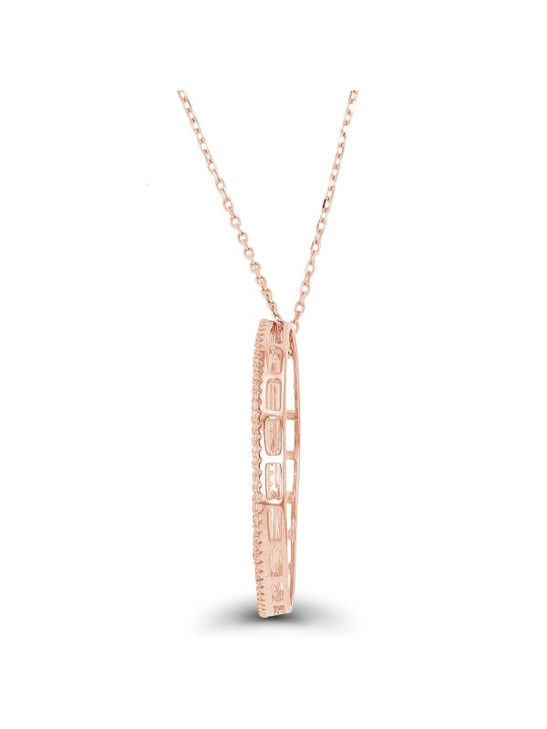 Cubic Baguette and Round Open Circle Necklace 