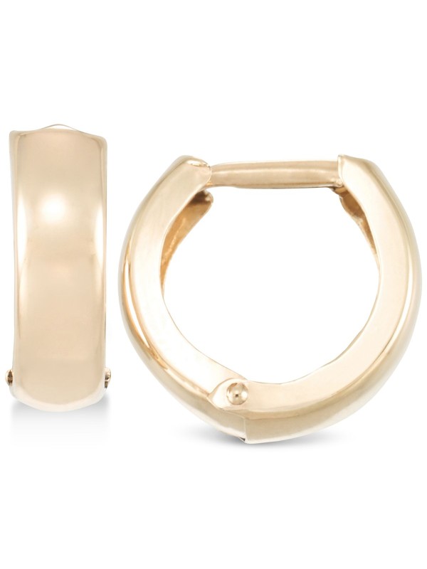 Polished Wide Huggie Hoop Earrings in 10k Gold