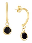 Onyx Circle Dangle C-Hoop Earrings in 14k Gold