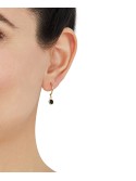 Onyx Circle Dangle C-Hoop Earrings in 14k Gold