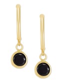 Onyx Circle Dangle C-Hoop Earrings in 14k Gold