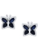 Sapphire (1-1/2 ct. ) & (1/6 ct. ) Butterfly Stud Earrings in 14k Gold 