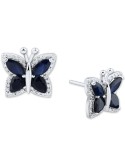 Sapphire (1-1/2 ct. ) & (1/6 ct. ) Butterfly Stud Earrings in 14k Gold 