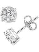 Mini Cluster Stud Earrings (1/10 ct. ) in 10k White Gold