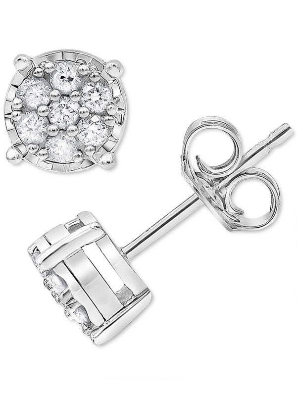 Mini Cluster Stud Earrings (1/10 ct. ) in 10k White Gold