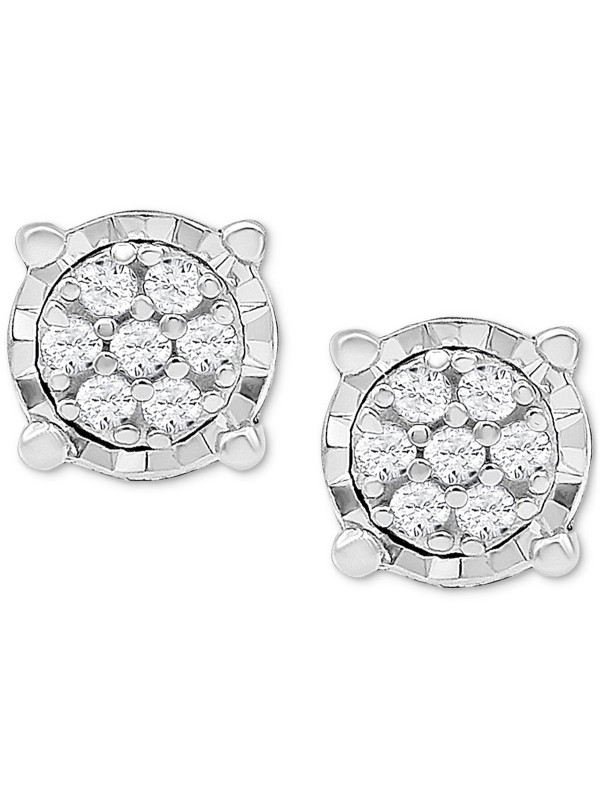 Mini Cluster Stud Earrings (1/10 ct. ) in 10k White Gold