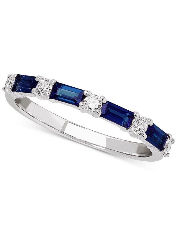 Sapphire (5/8 ct. ) & (1/5 ct. ) Band in 14k White Gold 