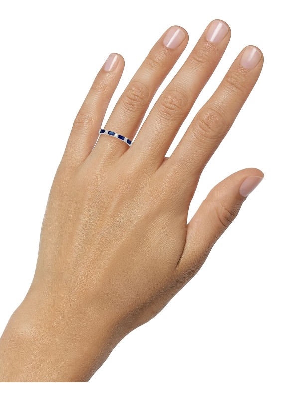 Sapphire (5/8 ct. ) & (1/5 ct. ) Band in 14k White Gold 