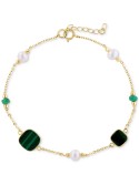 (4-1/2mm), Malachite, & (1/4 ct. ) Bracelet in 14k Gold