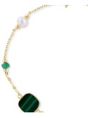 (4-1/2mm), Malachite, & (1/4 ct. ) Bracelet in 14k Gold