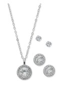 3-Pc. Set Cubic Pendant Necklace, Stud Earrings & Solitaire Stud Earrings in 