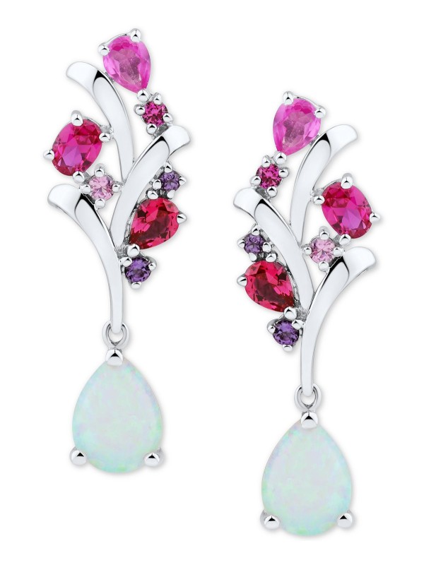 Multi-Gemstone Cluster Drop Earrings (2 ct. ) in