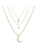 14K Gold Flash Plated 3-Pieces Layered Chain Necklace Set