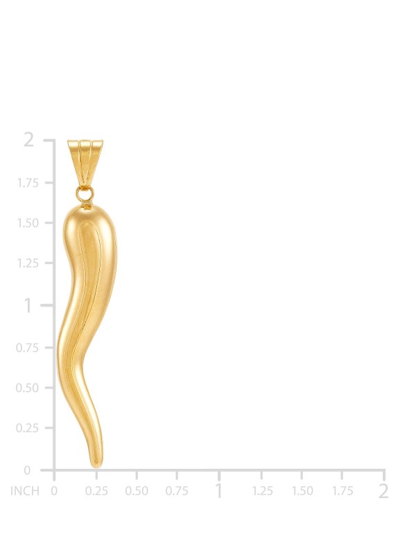 Men's Polished Cornicello Horn Pendant in 10k Gold