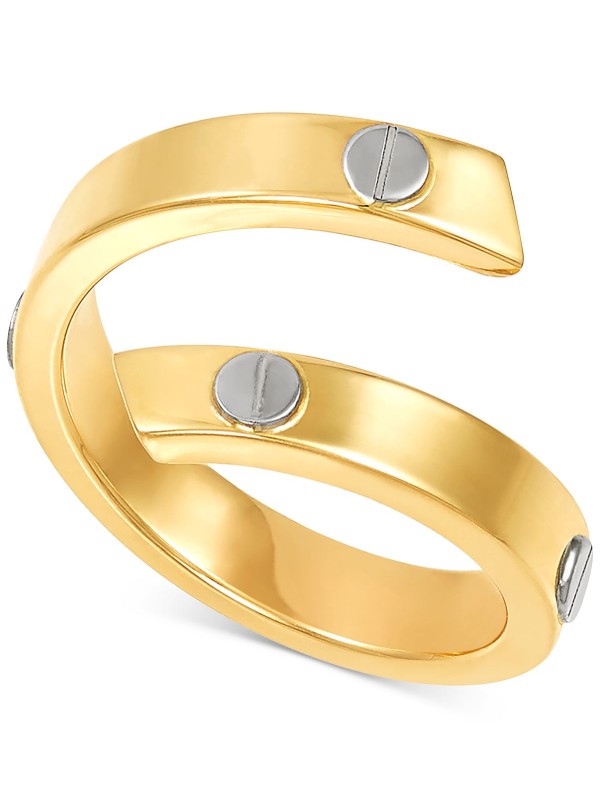 Rivet Coil Statement Ring in 10k Gold & White Gold