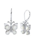 Mother-of- & White Butterfly Drop Earrings in