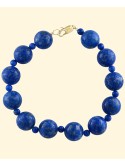 Lapis Lazuli (4 & 12mm) Beaded Bracelet in 14k Gold