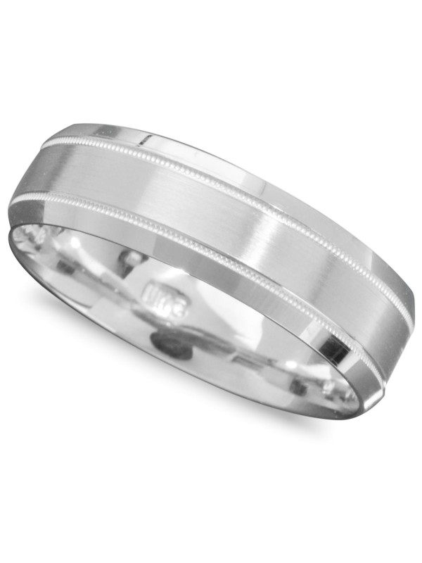 Men's 14k White Gold Ring, Engraved 6mm Band (Size 6-13)