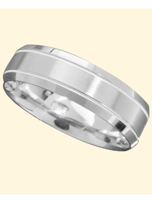 Men's 14k White Gold Ring, Engraved 6mm Band (Size 6-13)