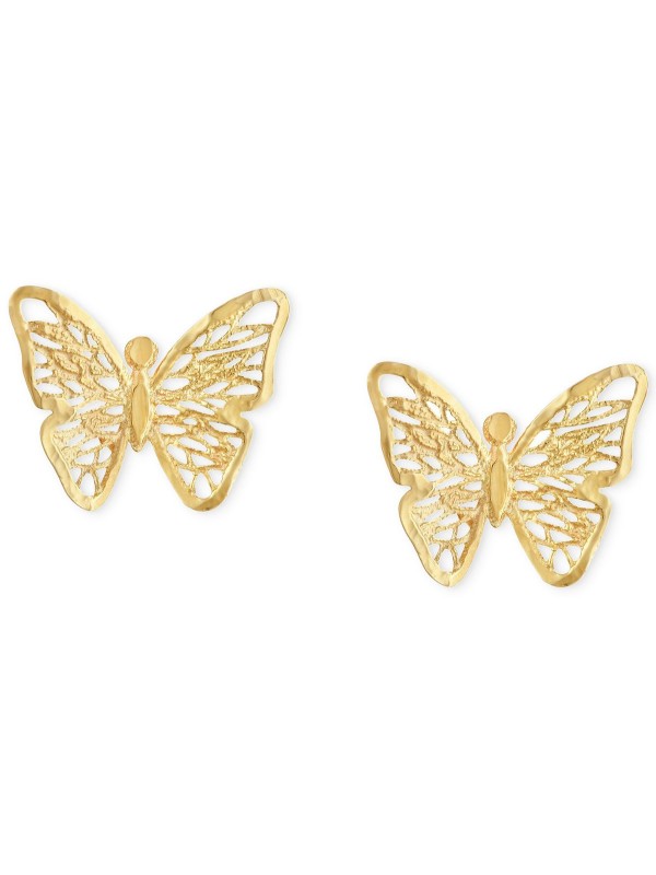 Filigree Openwork Butterfly Stud Earrings in 10k Gold