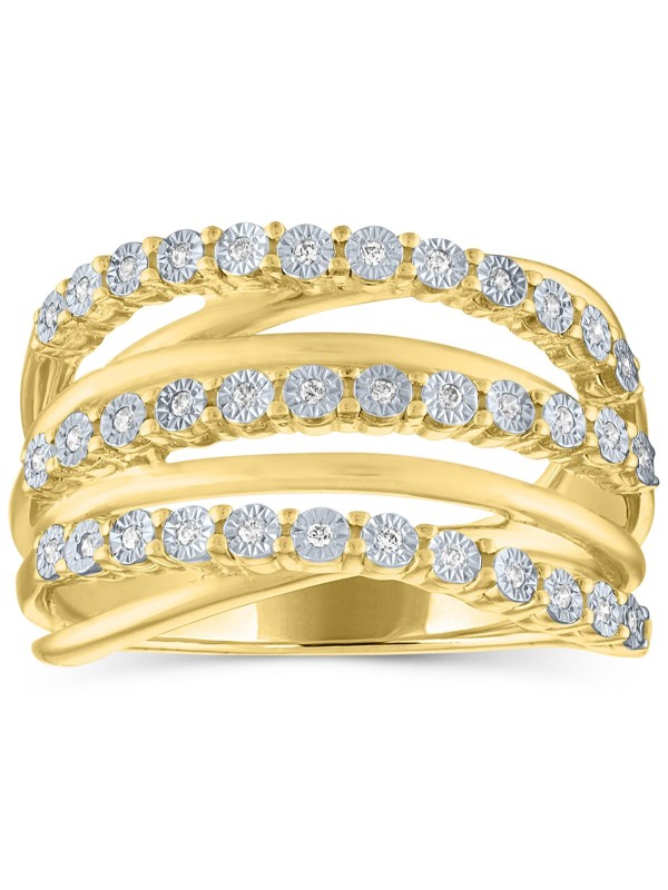 Multirow Crossover Statement Ring (1/10 ct. )