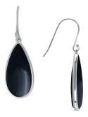 Onyx Teardrop Bezel Drop Earrings in 