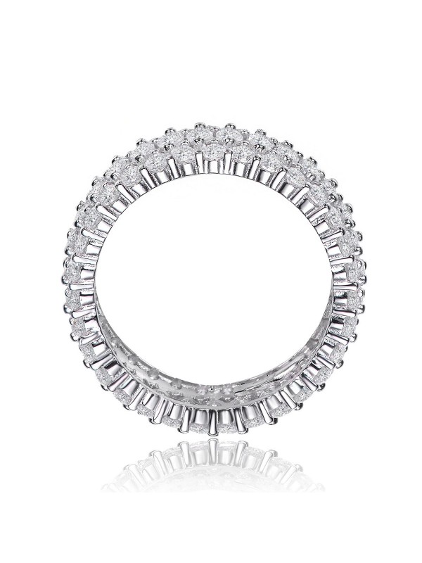 White Gold Plated Clear Round and Cubic Eternity Ring