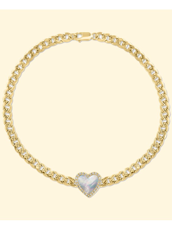 Mother of & (1/10 ct. ) Heart Bracelet in 14k Gold-Plated