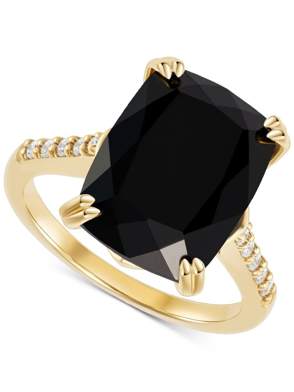 Onyx (7-1/2 ct. ) and Cubic Statement Ring in 14k Gold-Plated