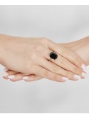 Onyx (7-1/2 ct. ) and Cubic Statement Ring in 14k Gold-Plated