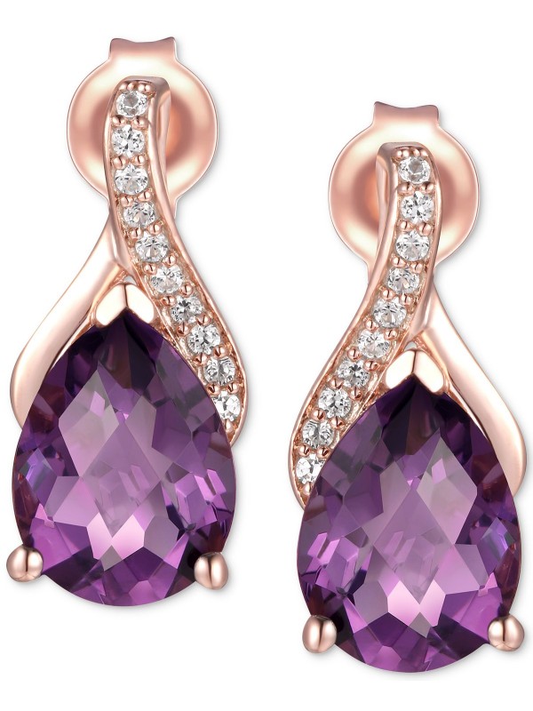 Amethyst (2-1/10 ct. ) & Drop Earrings in 14k Gold 