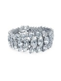 Elegant Multi Row Cubic Graduated Cluster Teardrop Wide Statement Bracelet Perfect for Women's Prom, Wedding Rhodium Plated